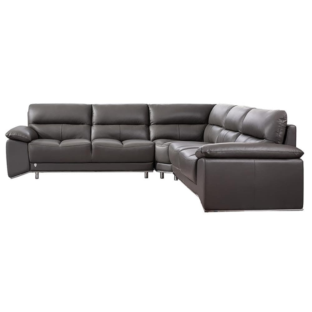 Italian Leather Sectional in Dark Gray