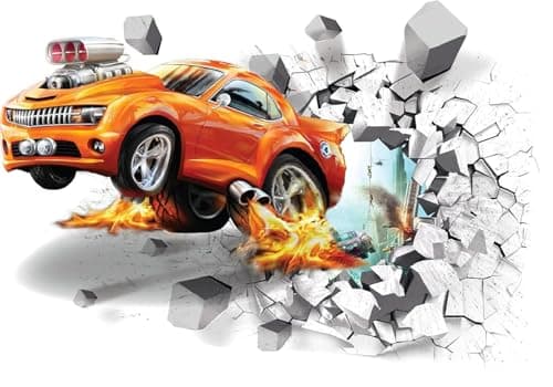 Large Blue Sky 3D Self-Adhesive Removable Break Through The Wall Vinyl Wall Sticker/Mural Art Decals Decorator (Racing Car Decals(19.7"x27.6"/50x70cm))