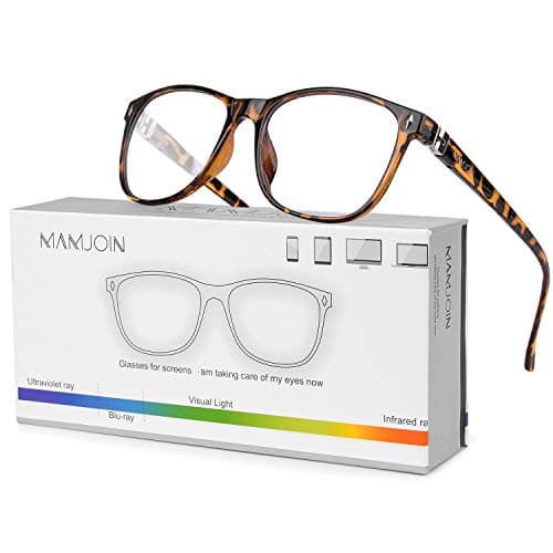 Mamjoin Blue Light Blocking Glasses for Computer Reading Game TV Phones, Anti Eyestrain & Screen Blue Ray & UV Glare, Non Prescription for Women and Men, Square Bluelight Blocker Glasses, Black