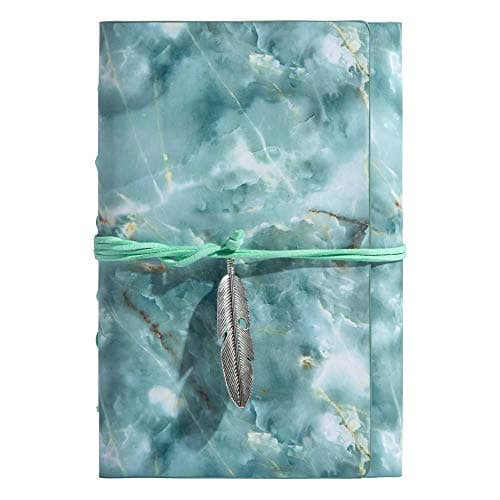 SULIRUN1981 Lined Journal Notebook, PU Leather Cover with Marble Pattern, Refillable Notebook Writing Journal With Spiral Diary Sketchbook, 160 Pages 120GSM Thick College Paper, A6 7.2 x 5 inch