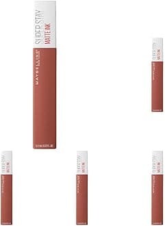 Maybelline Superstay Matte Ink Longlasting Liquid, Brown Nude Lipstick, Up to 12 Hour Wear, Non Drying, 70 Amazonian, 5 ml (Pack of 5)