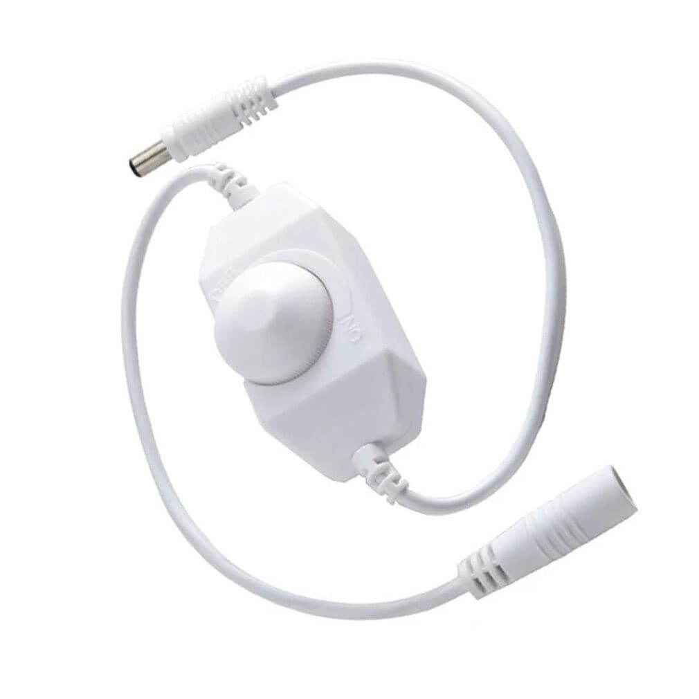 SOLDOUT LED Dimmer 12V 2A 24W Knob LED Dimmer Inline Dimming Switch ON OFF for Single Color LED Strip Light (White)