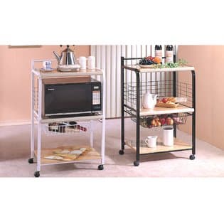 3 Tier Rolling Microwave Serving Cart/Organizer in Black
