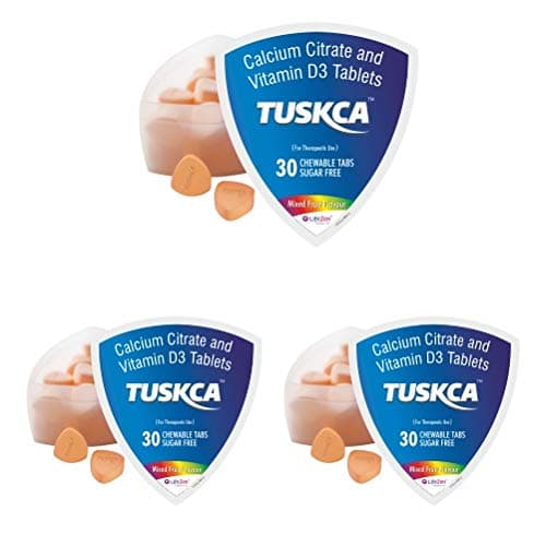 Tuskca Calcium with Vitamin D3 -Mixed fruit Flavour Chewable tablets |Lifezen (Pack of 3)