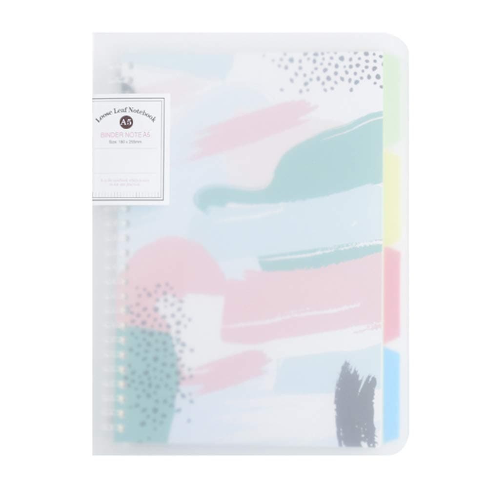 Transparent A5 20-Ring Loose Leaf Paper Notebook Book Diary Memo College Ruled Ring Binder Journal w/45 Insert Ruled Pages + 4 Index Divider Tabs Refillable,9 x 7.1 Inches (Graffiti, A5)