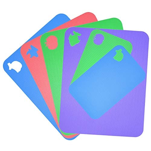 Flexible Cutting Board for Kitchen 14.96X12 Thick 1.2mm Set of 6 Flexible Cutting Board Mats With Food Icons Assorted Colors Plastic-Cutting-Board-for-Kitchen SUPERKIT