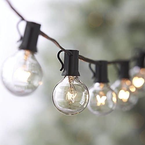 G40 Globe String Lights Set with 27 Clear G40 Bulbs Included, UL Listed Indoor & Outdoor Commercial Use, Outdoor, Wedding Setting, Patio String - Black Wire
