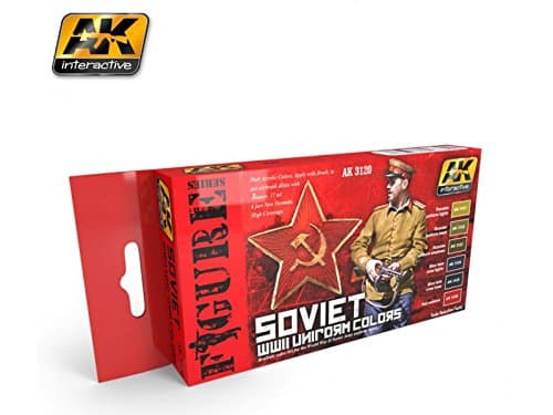 AK Interactive Figure Series: Soviet WWII Uniform Colors Acrylic Paint Set (6 Colors) 17ml Bottles