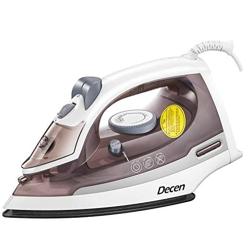 Iron DECEN, Steam Iron with Non-Stick Smooth Soleplate, Self-Cleaning Irons for Clothes with Variable Temperature and Steam Control, 3-Way Motion Smart Auto-Off Vertical Ironing, 1500W