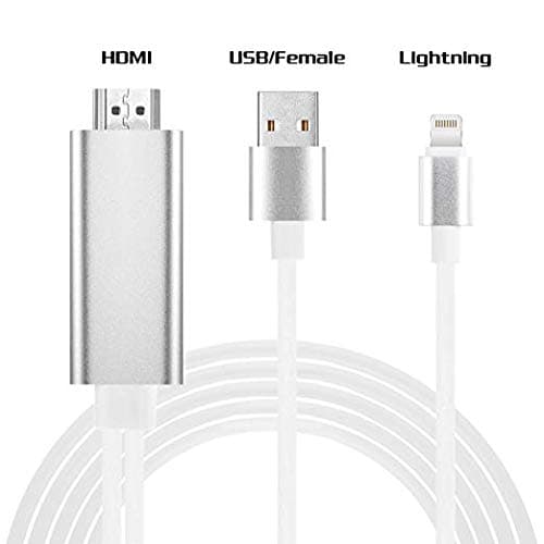 Bambud Compatible with iPhone iPad to HDMI Adapter Cable 6.6ft, Digital AV Adapter 1080p HD TV Connector Cord Compatible with iPhone Xs Max XR 8 7 6Plus, iPad, iPod to TV Projector Monitor (Silver)