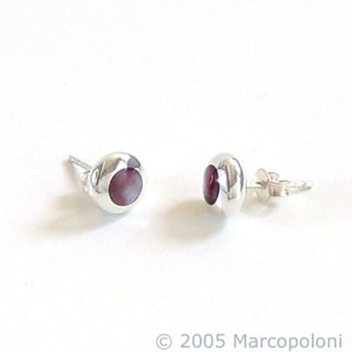 Pink Mussel Round Post Earrings