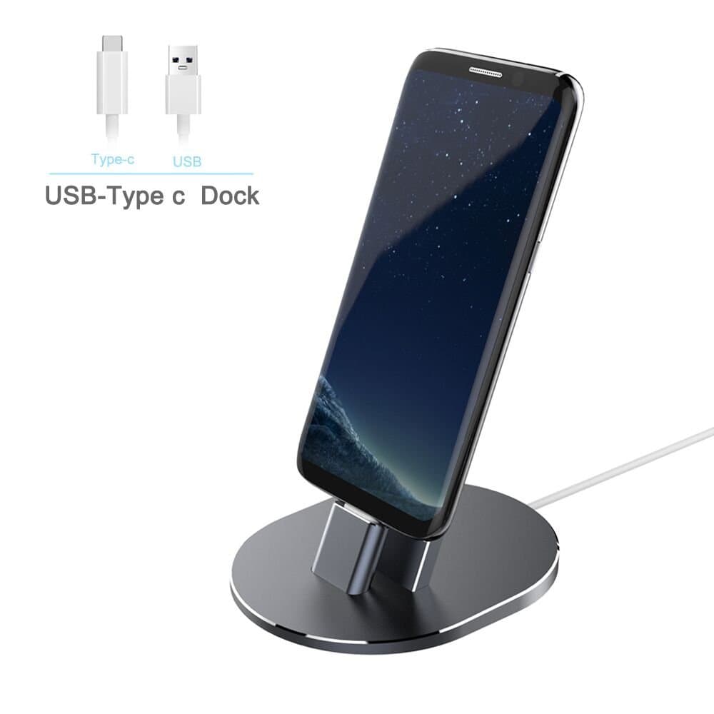 Type C Charging Dock, NewRice Aluminum Sync & Fast Charge USB Type C Desktop Stand Cradle Station for Samsung Galaxy S8/ S8+, Nintendo Switch,Google Nexus 6P/5X/Pixel XL, LG G6/G5 (Grey)