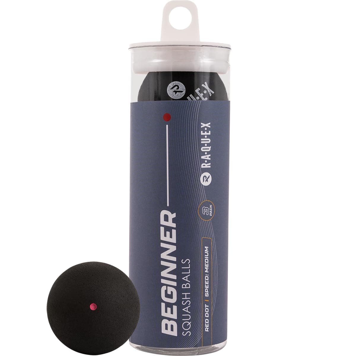 Raquex Squash Balls (3, 6 or 12 Balls) - 4x Speed Options: Elite Double Yellow Dot, Intermediate Yellow, Beginner Red, Junior Blue