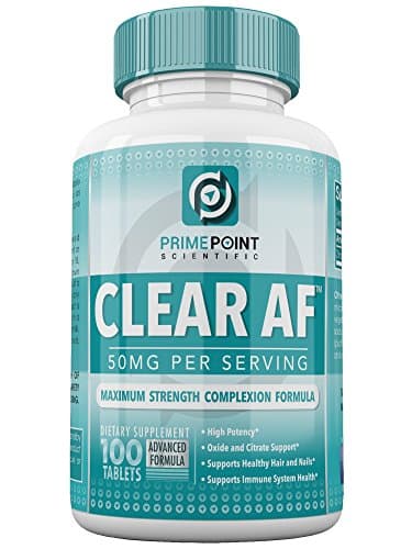 Prime Point Scientific Clear AF: Best Acne Fighter Advanced Complexion Formula for Clear Skin for Teens and Adults with Mild to Moderate Acne, Cystic Acne and Hormonal Acne on Face and Back, 100 Tabs