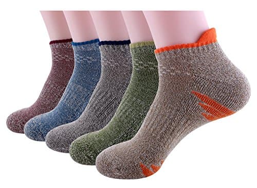 Glanboo Men's Polyester Athletic Running Low Cut Socks, 5 Pack