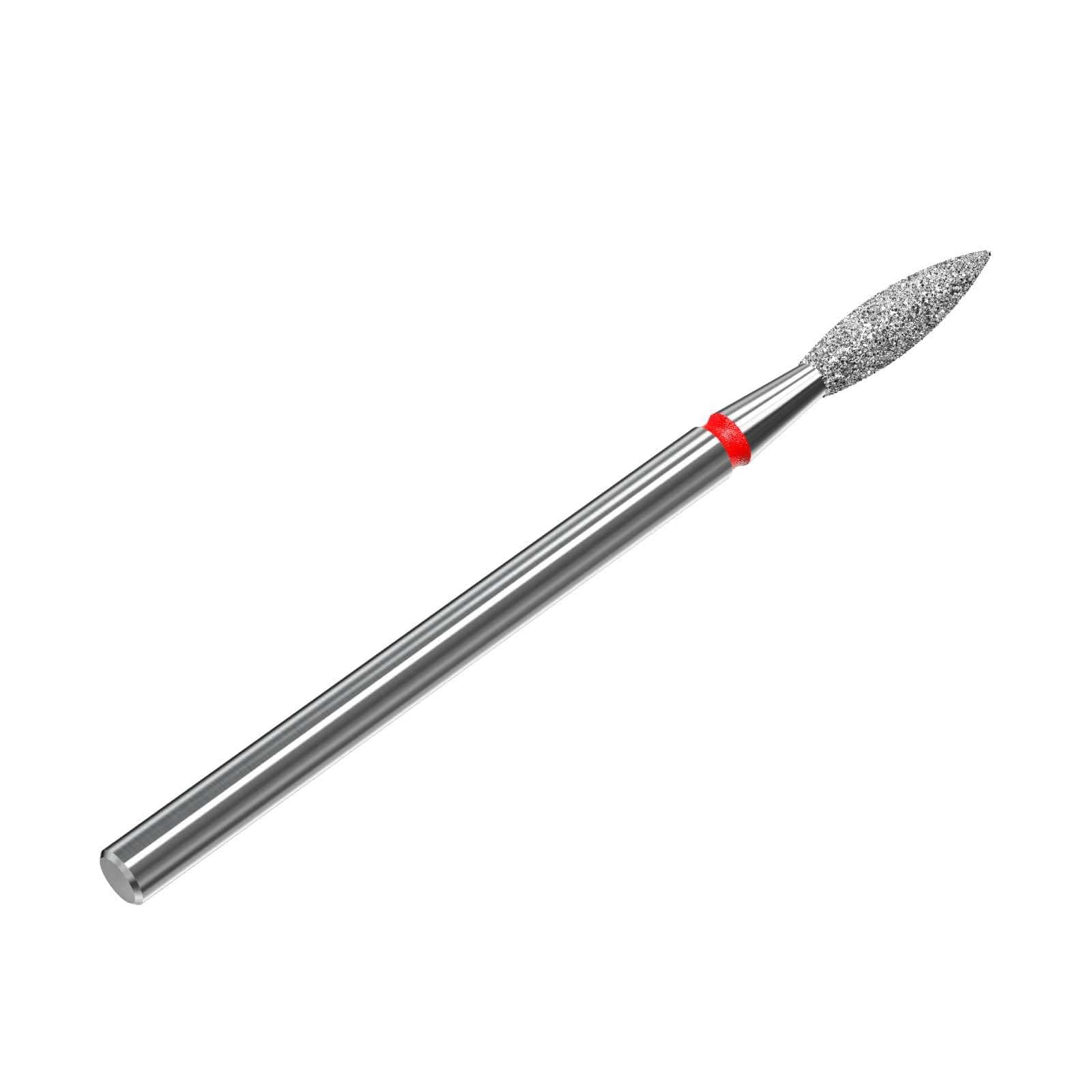 Diamond Nail Drill Bit Flame Red Expert – 2.3mm Head Diameter, 10mm Working Part – Professional Nail Drill Bit – Diamond Coating – Precisie Cuticle & Nail Care
