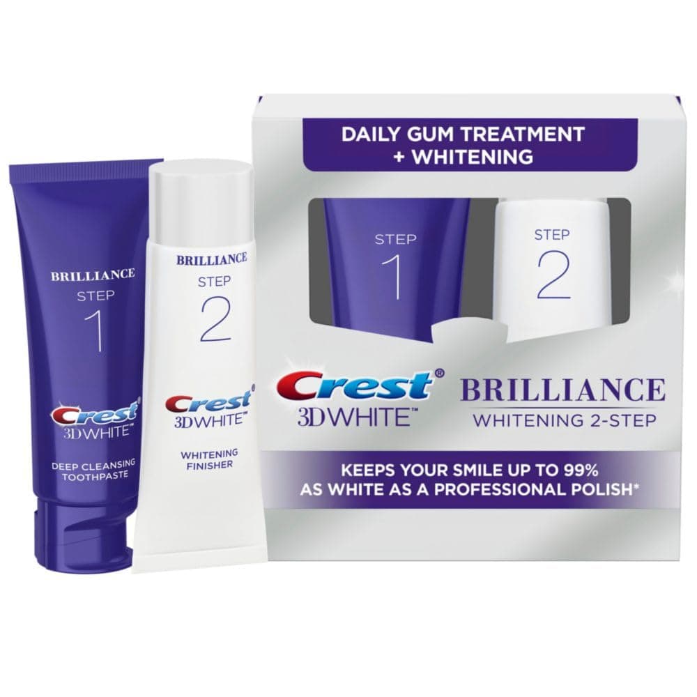 Crest 3D White Brilliance 2 Step Kit, Deep Clean Toothpaste (4oz) + Teeth Whitening Gel (2.3oz)