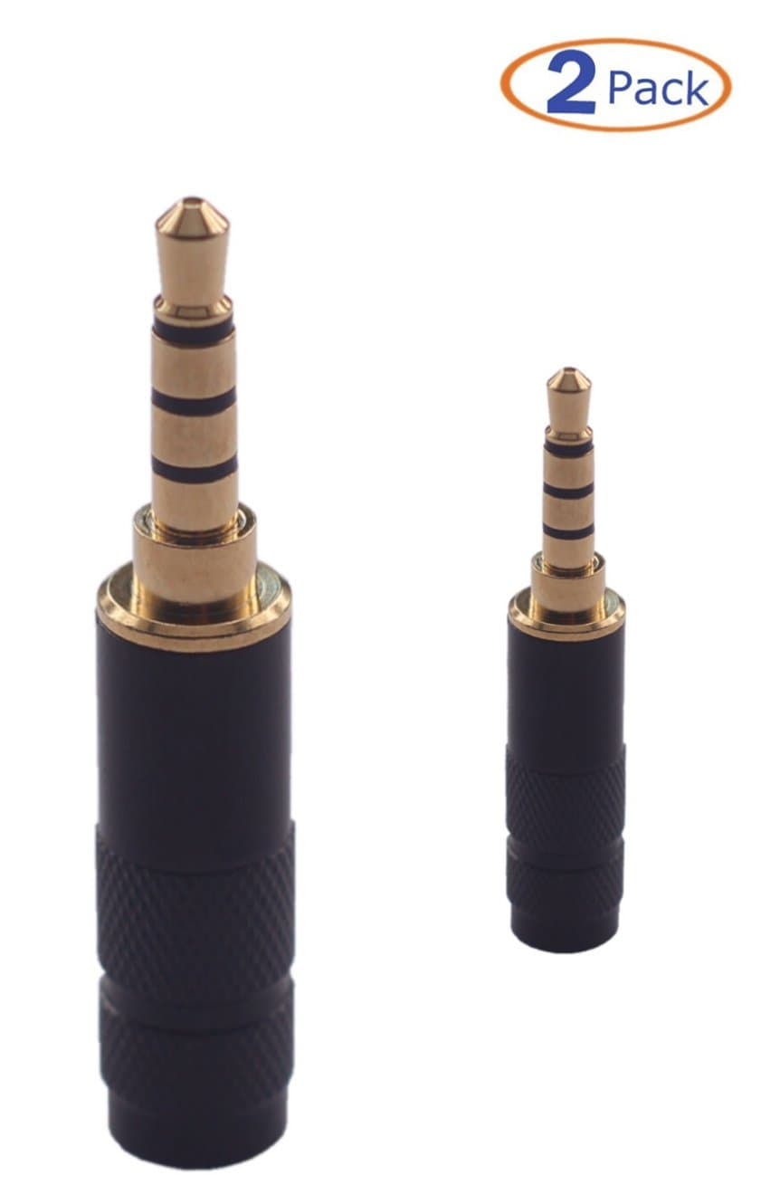 KK SS3B-4p 2pcs total, Hi End 4-Pole 3.5mm Straight Male Plug, Gold Plated, Solder Connector KK SS3B-4p (Straight & Straight)