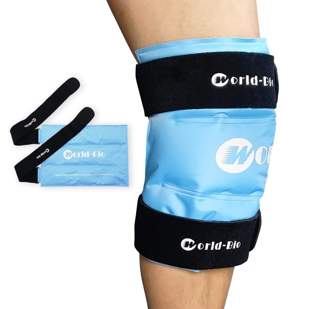 Knee Ice Pack Wrap 14.7" x 10.4", Reusable & Flexible Gel Cold Pack for Leg Injuries, Swelling, Replacement Surgery, Hot & Cold Compress Knee Ice Wrap for Arthritis, Post-Surgery Recovery