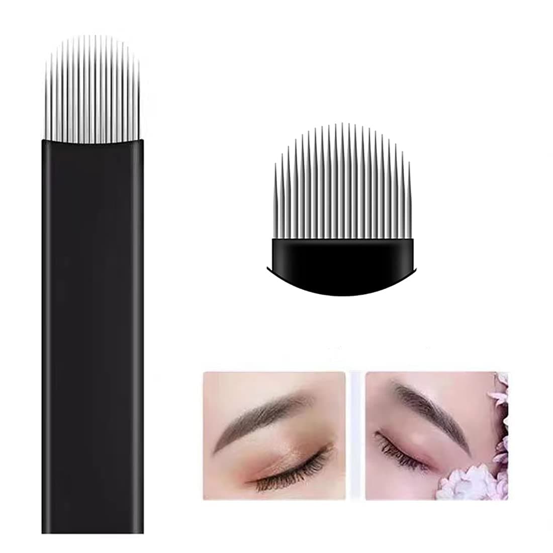 Microblading Needles,Blossm 50PCS 18 U Shape Tattoo Eyebrow Tattoo Needle For 3D Embroidery Manual Microblade Pen Permanent Makeup Supplies(18U
