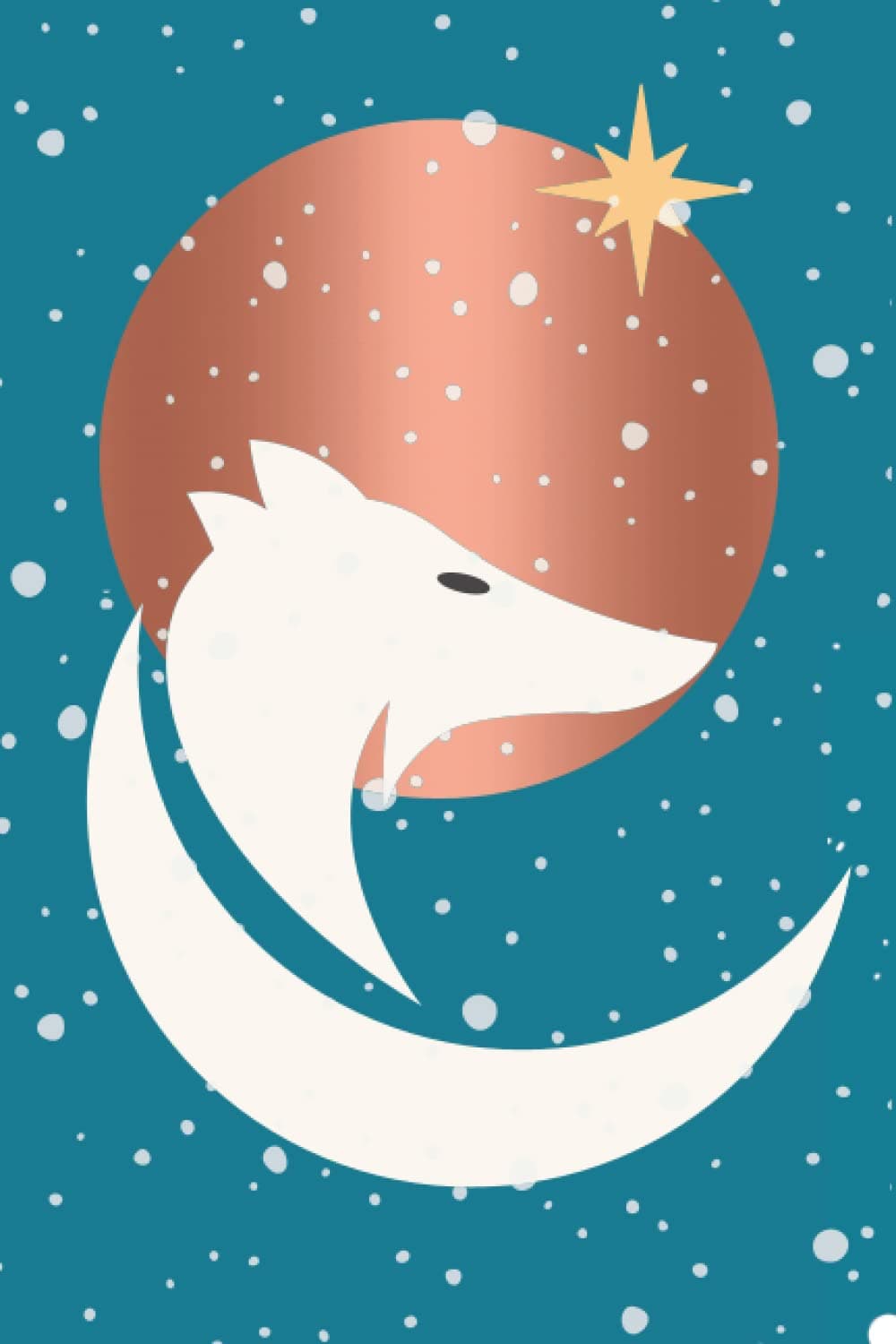 Daily Planner- 365 Days: Boho White Fox Copper Moon Undated Daily Planner Agenda for 1 year with 365 Daily Pages