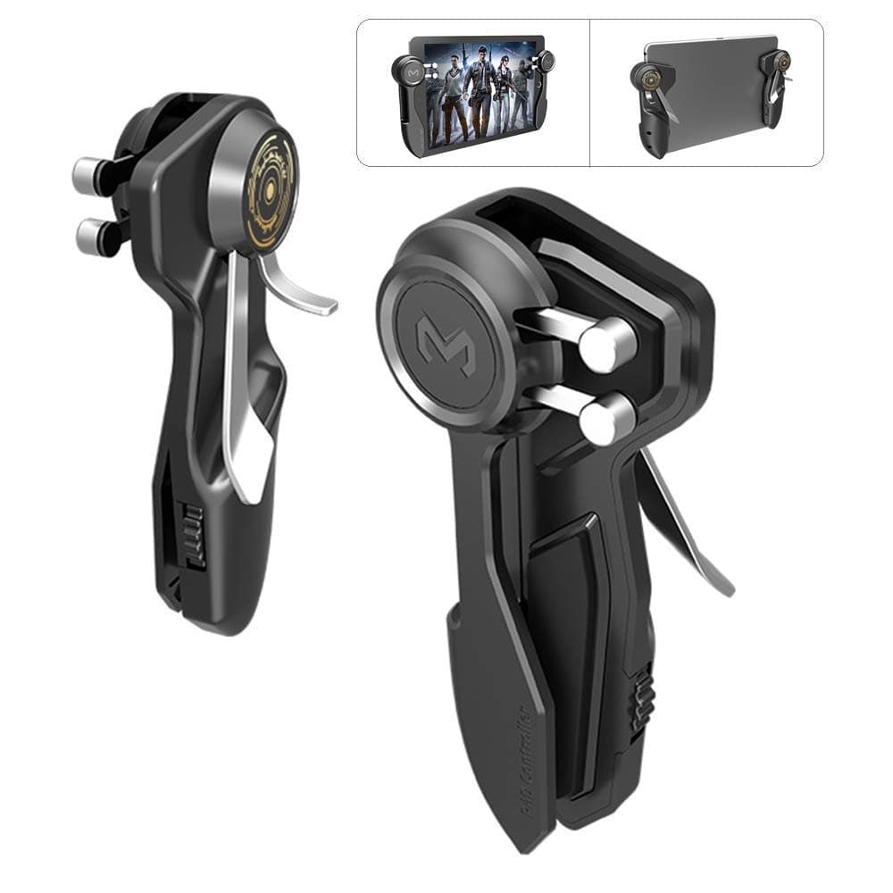 PUBG Controller for Tablet - Rakizbe 4 Triggers [6 Finger Operation] Sensitive Shoot Aim Trigger Gamepad Grip, Support 10-12.9 inch iPad & Tablet (Thickness < 10mm), Black