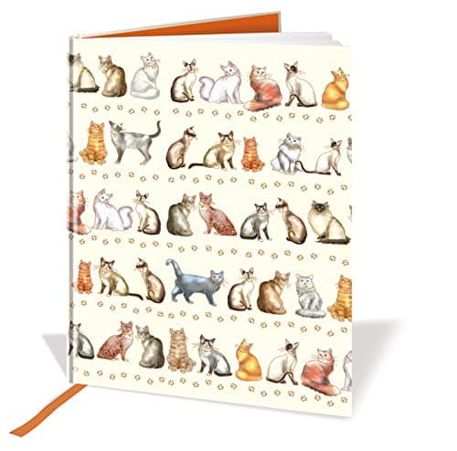 Quire Collections A5 Casebound Notebook - Cats Design - 120 Pages - Ruled & Silk Ribbon - Size - 210mm x 148mm