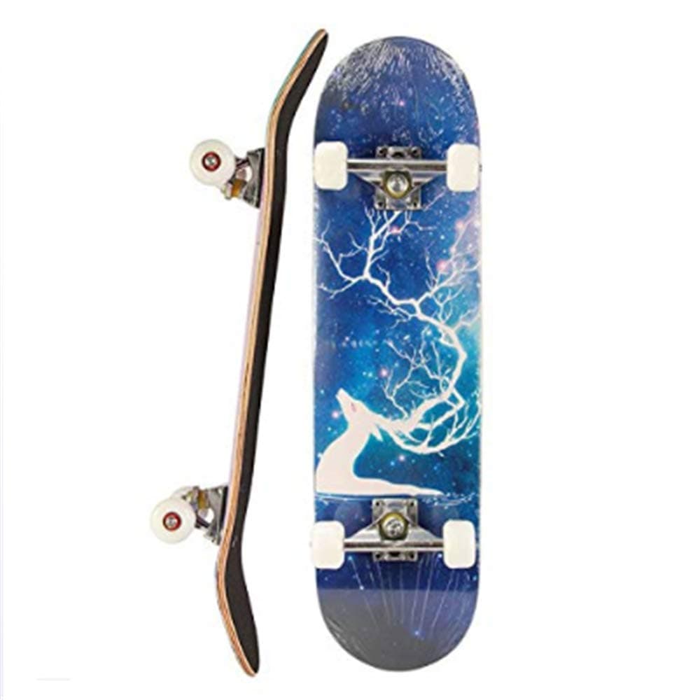 Keep Che Retro Skate Board Maple Wood, Skull Skateboard Complete 31x7.8 Inches Trick Skateboards Cruiser Beginners Longboard With Maple Deck Adult Boys also Girls Skateboard,dreamyelk