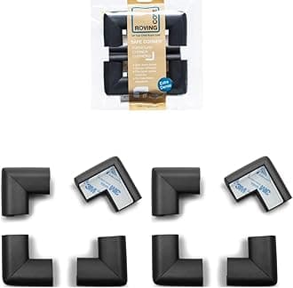 HeftyFit Corner Protector for Baby (8 Large Corners), Heavy-Duty Soft Rubber Foam Furniture Corner Bumper Guards, 3M Adhesive Pre-Taped, Onyx Black