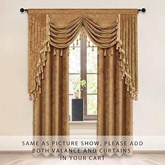 ELKCA Thick Chenille Window Curtains Valance for Living Room Bronze Waterfall Valance for Bedroom,Rod Pocket,1 Panel(Bronze, W69)