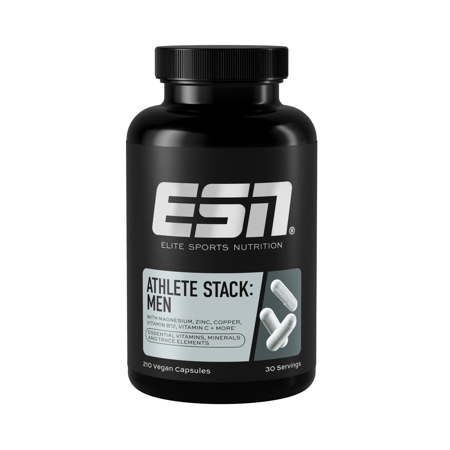 Athlete Stack Men, 210 Capsules, Trace Elements and Minerals Capsules with Zinc, Magnesium and More