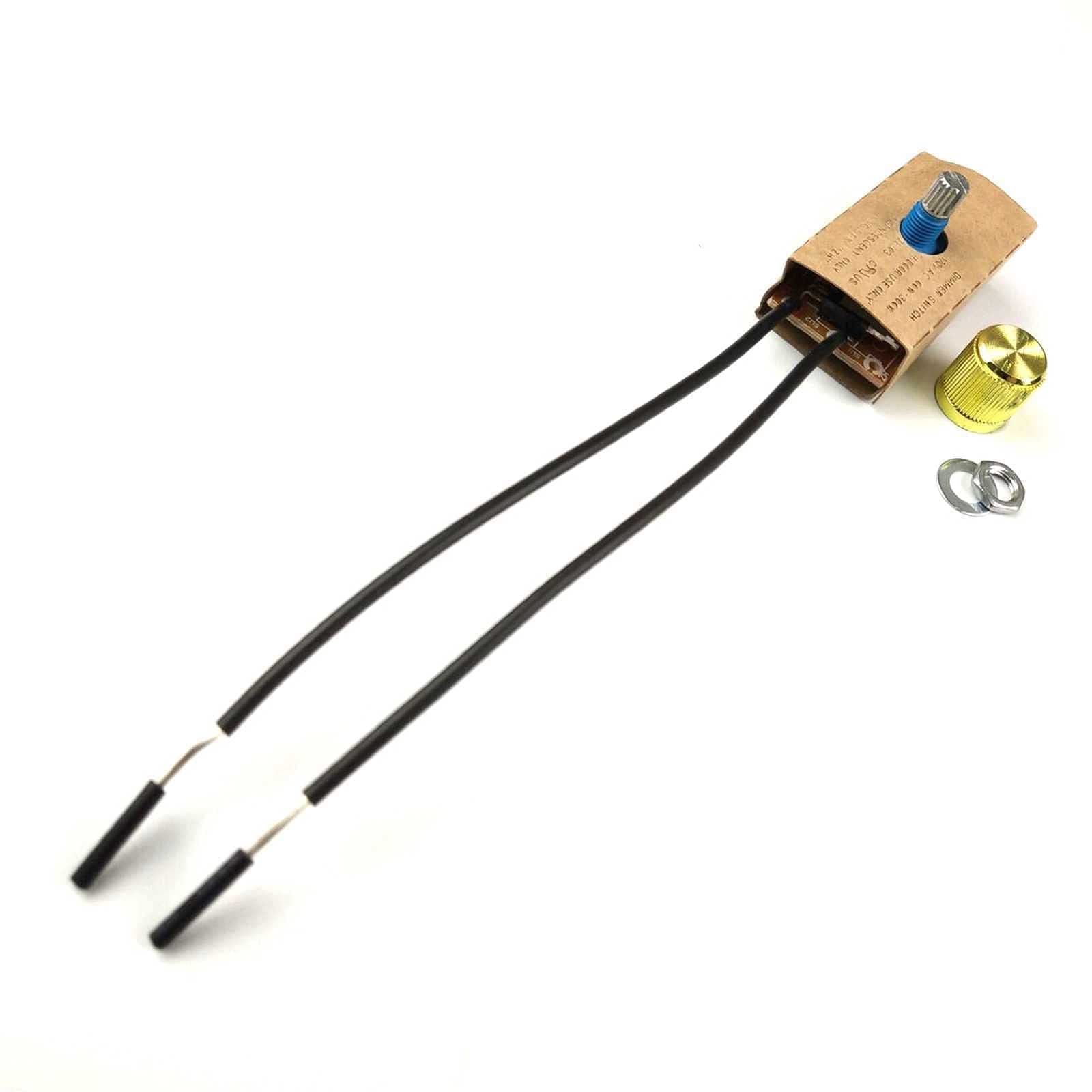 Zing Ear ZE-03 Full Range Inline Table Lamp LED Dimmer Switch Incandescent Light Rotary Replacement Combo Kit 120VAC/240VAC 300W Watt MAX Paper Outer Shell (Brass) Easy to Install