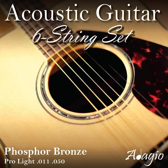 Adagio Pro Light Acoustic Guitar Strings Full Set/Pack - Gauge 11-50 Phosphor Bronze