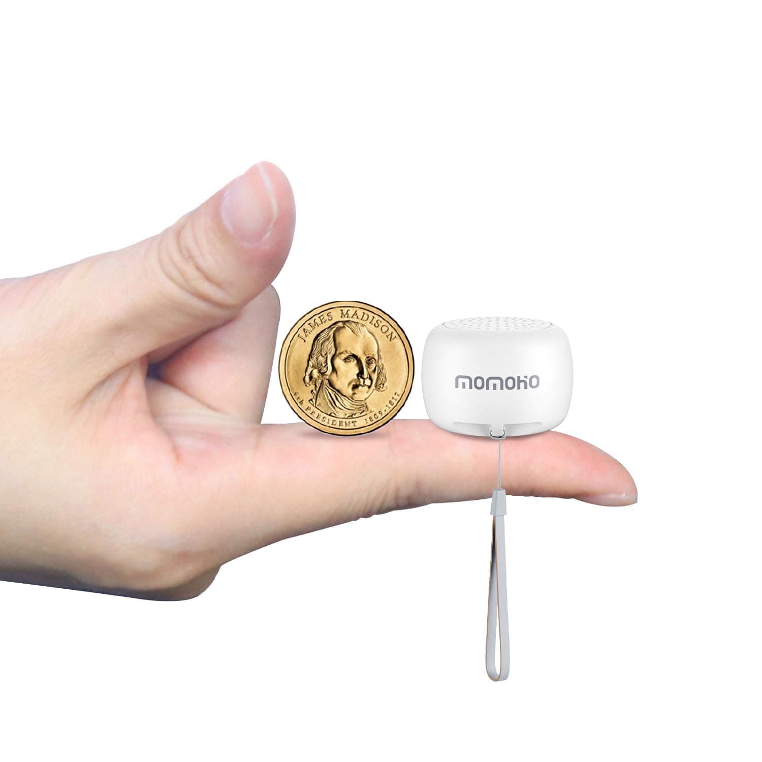 Mini Bluetooth Speaker Wireless with Remote Shutter, Multi-Functional TWS Pairing Bluetooth Speaker, Built-in Mic, Portable Bluetooth Speaker for Outdoor and Indoor (White)