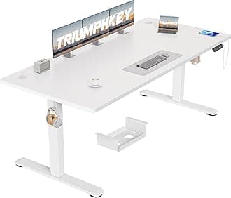 Electric Standing Desk 180x80cm Height Adjustable Desk with 3 Memory Smart Pannel with USB Charging for Home Office Rising Electric Table(White&White)
