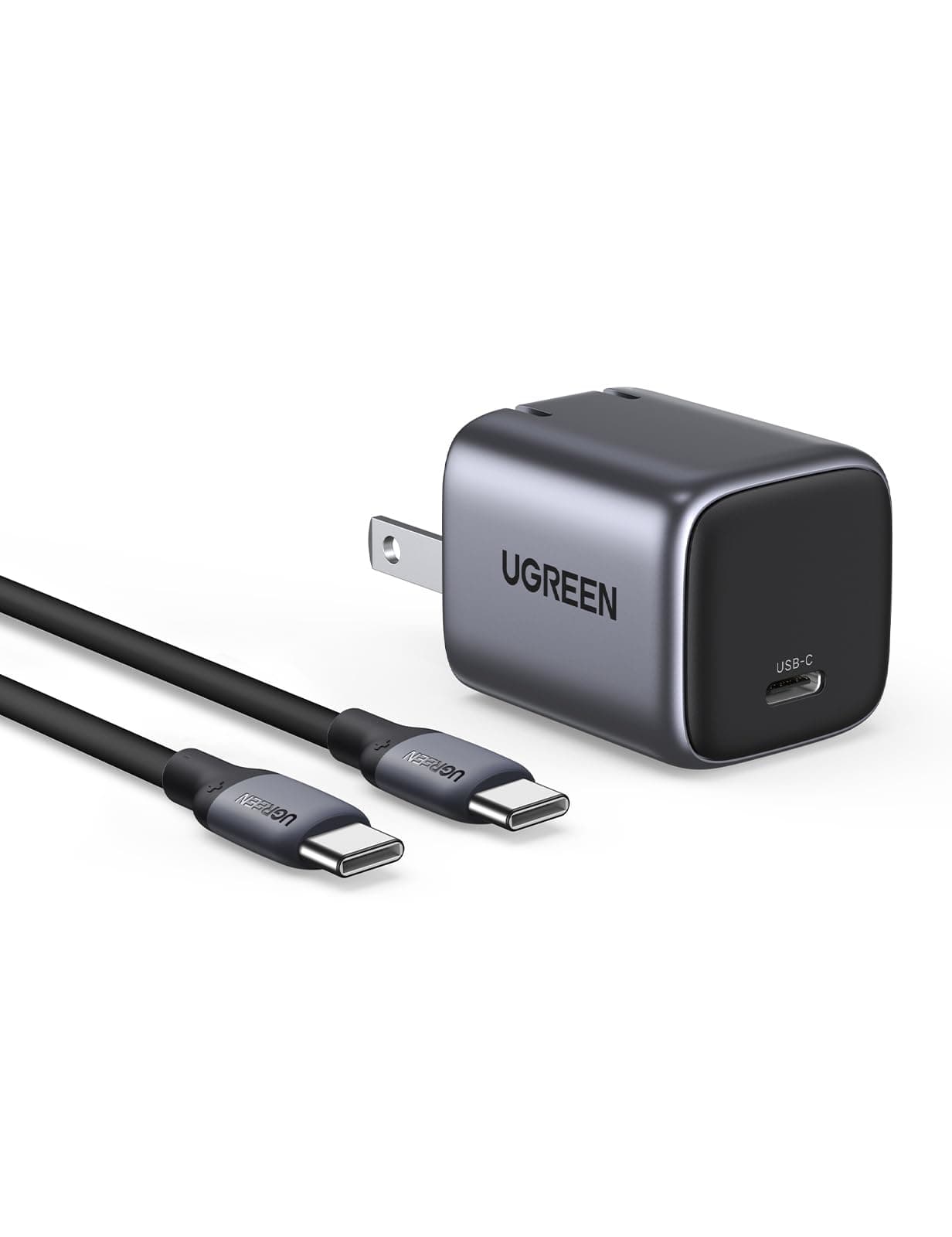 UGREEN 30W USB C Charger for iPhone 15 Series, Nexode iPhone 15 Charger Foldable GaN PPS Compact Fast Wall Charger Block Set with 60W USB C-C Cable for Galaxy S23, Pixel 8 Pro, MacBook Air, iPad