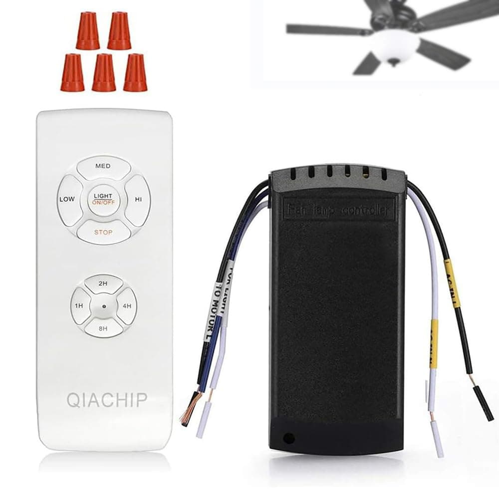 QIACHIP Universal Wireless Ceiling Fan Remote Control kit with 3 Speeds & 4 Timing Setting Fan Pendant lamp Remote Controller Transmitter and Receiver for Home Office Hotel Restaurant