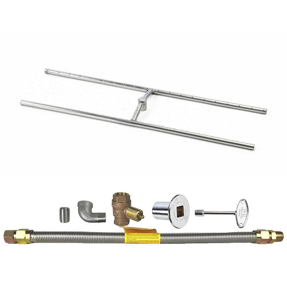 Spotix HPC Rectangle H-Burner Fire Pit Kit (FPS-HBSB72KIT-NG-MSCB), 72x10-Inch Burner, Match Light, Natural Gas