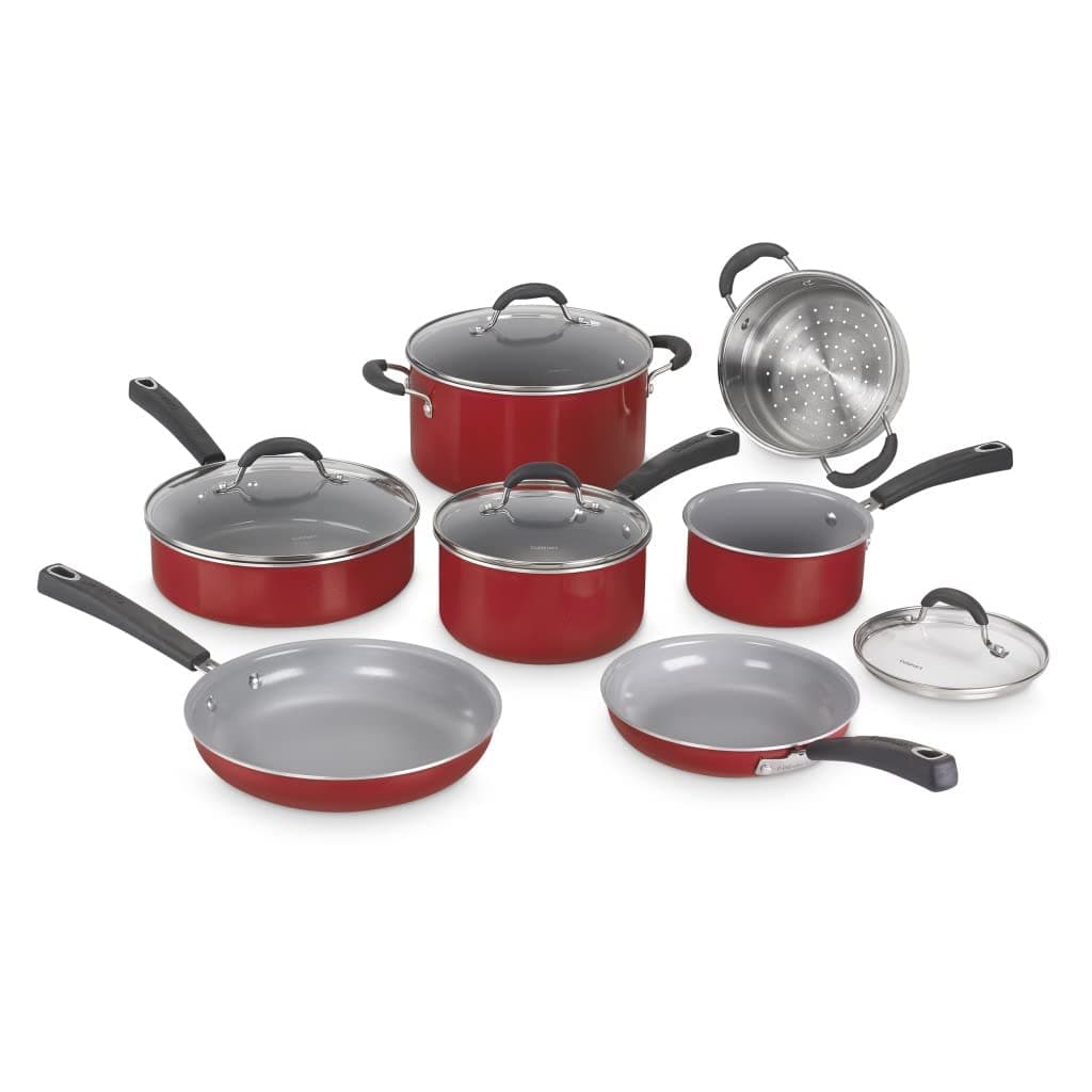 54C-11R Advantage Ceramica XT Cookware Set, Medium, Red