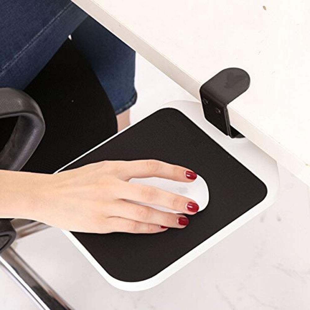Mouse Platform Clamp On Under Desk Adjustable Keyboard/Mouse Tray Mount Mouse Tray Wrist Rest Rotating 360 Degree