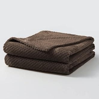 Bear & Panda Waffle Flannel Fleece Mink Throw - Sofa/Bedspread/travel Blankets – Honeycomb Super Soft, light-weighted, Warm, Cosy Large Size Single, Double, King - Chocolate, Double (150x200cm)