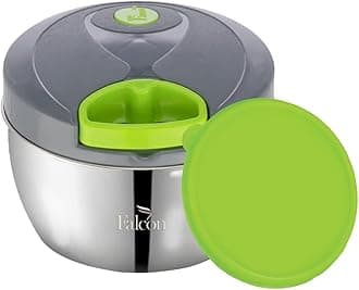 Food Grade Stainless Steel Vegetable Chopper, Compact Design with 3 Blades, BIS Certified, Jindal Seal & Made in India Extra BPA-Free Storage, Handy 450ml Container (Green)