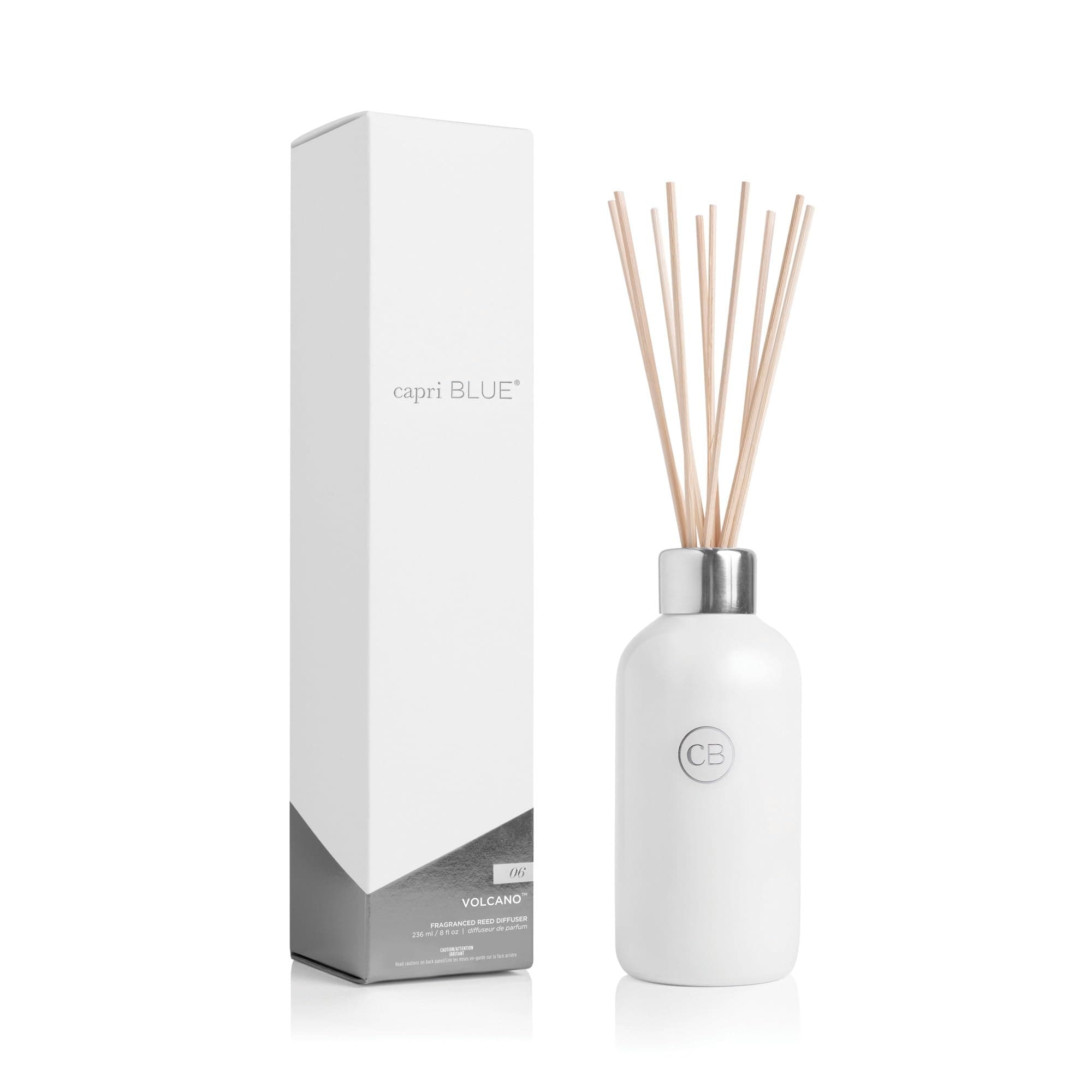 Capri Blue Volcano Reed Diffuser Set - Includes Reed Diffuser Sticks, Fragrance Oil, and Glass Bottle - Luxury Scented Room Freshener - White (8 fl oz)