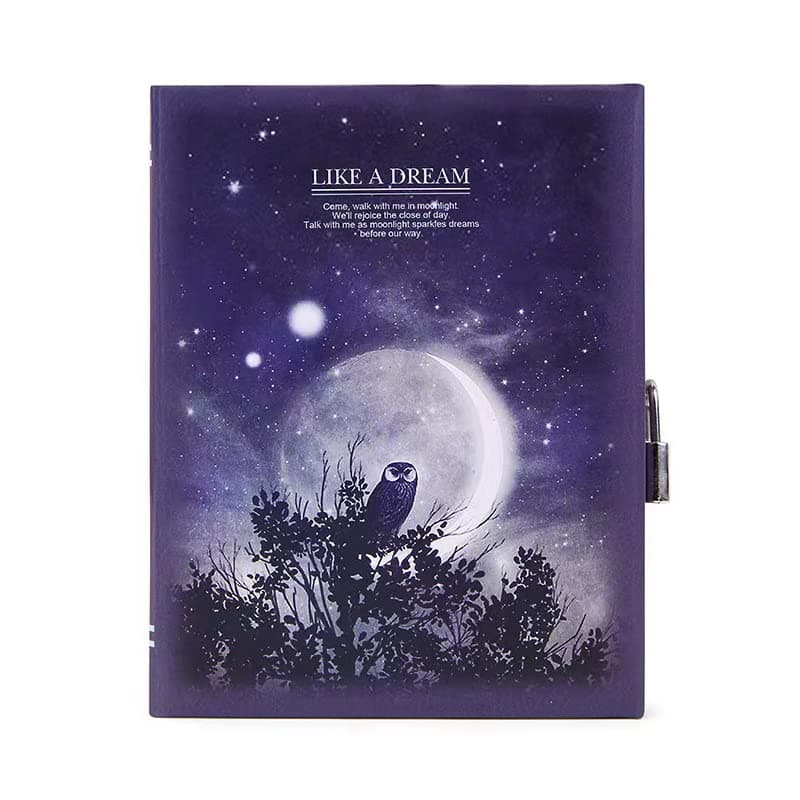 "Like a Dream" Diary with Lock Notebook Cute Functional Planner Journal (Owl) Office Product – Notebook