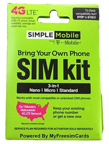 Simple Mobile SIM Card loaded with $40 plan Unlimited Talkx2022; Textx2022; 1GB Data , ready to activate