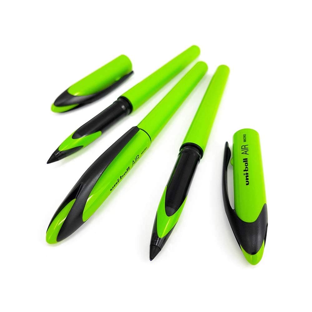 Uni-Ball AIR Micro - 0.5mm Fine Rollerball Blue Ink Green Barrel 3 Pack