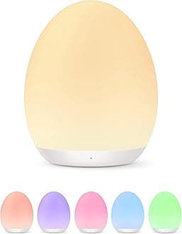 JolyWell Night Light for Kids, Baby Night Light with 7 Colors Changing Mode & Stepless Dimming, Nursery Night Light BPA Free,Rechargeable Egg Night Light for Breastfeeding 1h Timer & Touch Control
