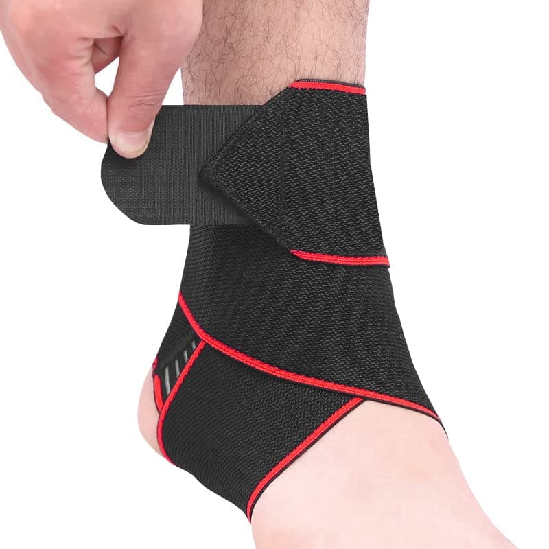 Ankle Support,Adjustable Ankle Brace Breathable Nylon Material Super Elastic and Comfortable,1 Size Fits all,Suitable for Sports (Red 1)
