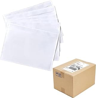 FungLam 100 Pack 7.5" x 5.5" Clear Self-Adhesive Top Loading Packing List/Shipping Label Envelopes Pouches