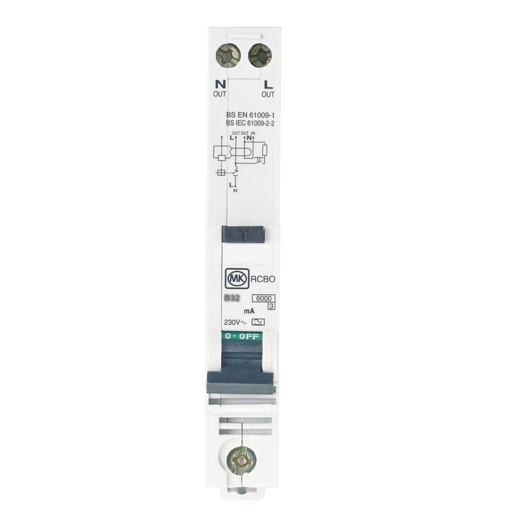 MK Sentry 6938S Single Module RCBO, 45A, 30Ma